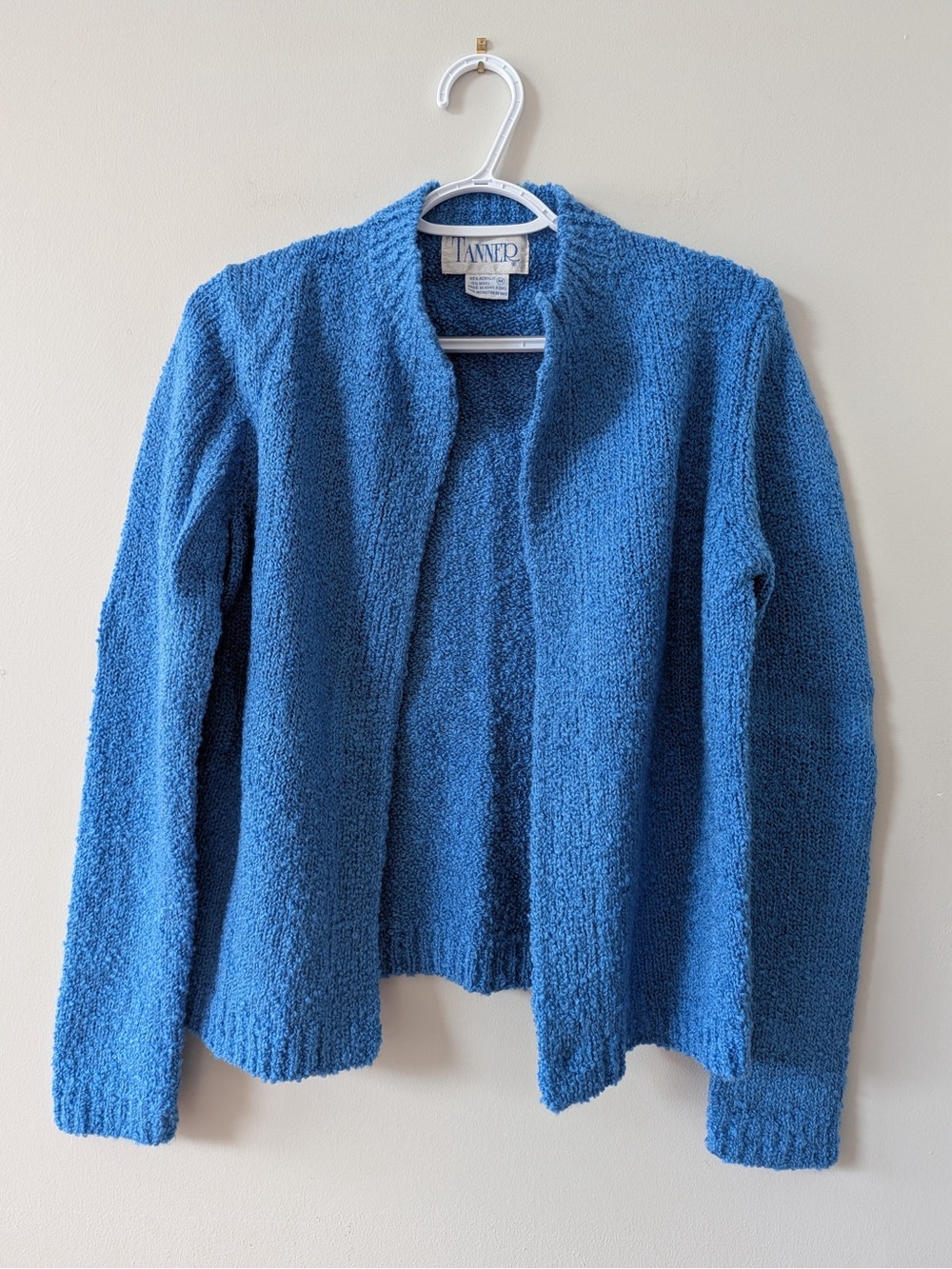 Tanner Blue Open Front Cardigan Wool Blend Size Medium
